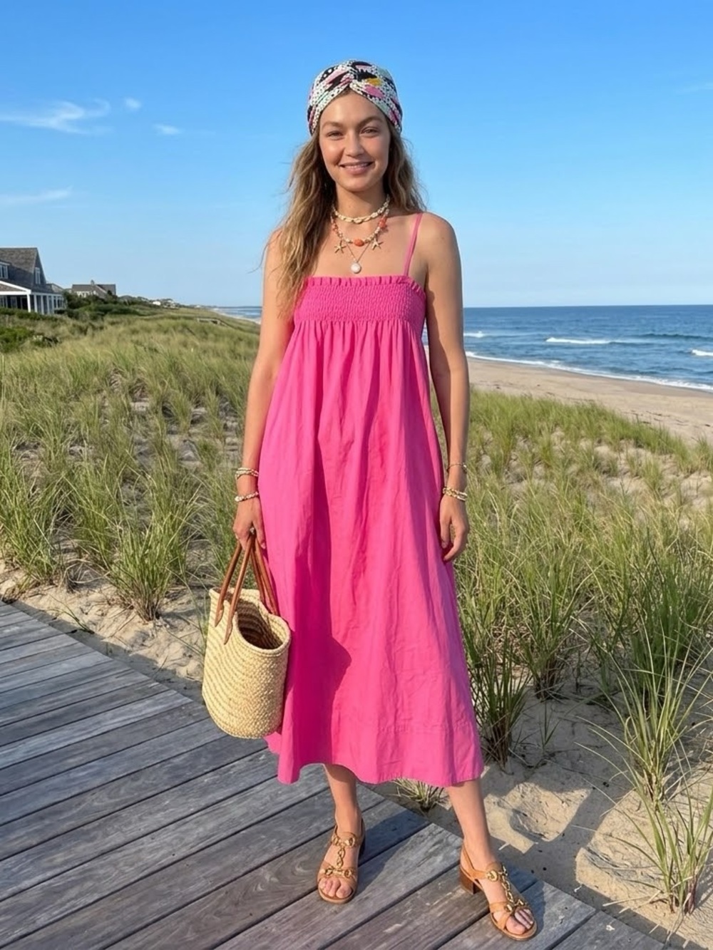 Pistola Women’s Pink Smocked Sundress - Sleeveless Midi